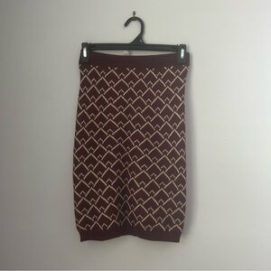 NWT new Thml burgundy sweater knit zig zag metallic maroon pencil skirt XS XXS
